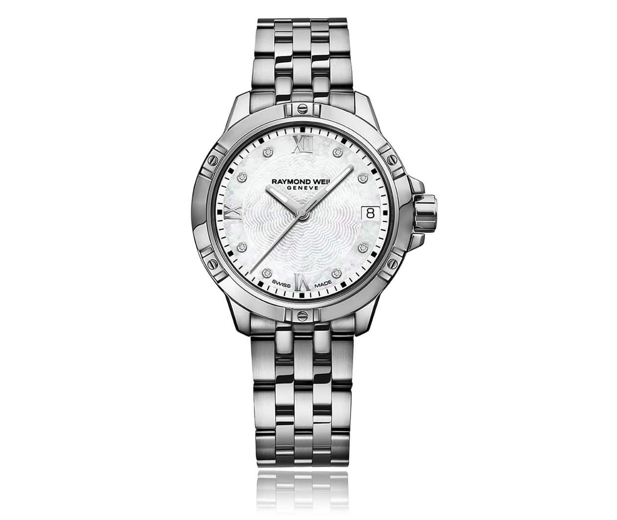Raymond Weil Tango Tango Classic Ladies Quartz 8 Diamond Steel Watch 5960 ST 00995 Flatlay