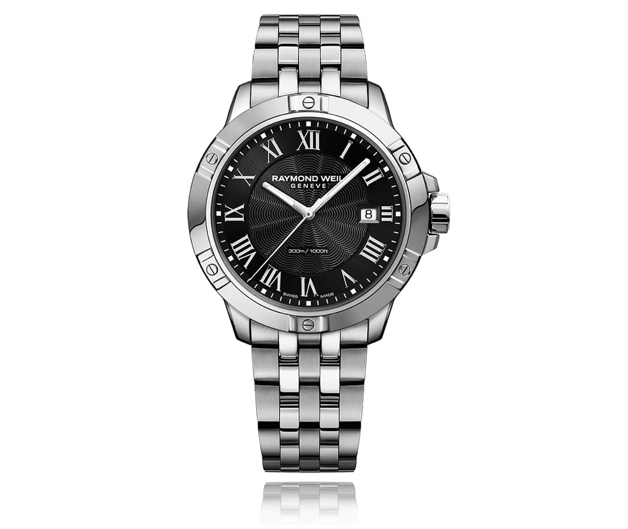 Raymond Weil Tango Tango Classic Mens Quartz Black Steel Bracelet Watch 8160 ST 00208 Flatlay