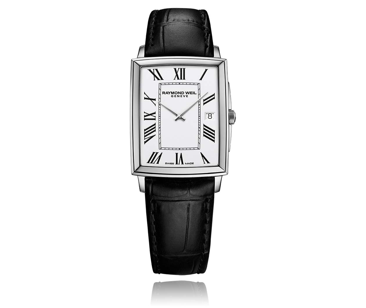 Raymond Weil Toccata Toccata Mens Classic Rectangular Stainless Steel Leather Watch 5425 STC 00300 Flatlay