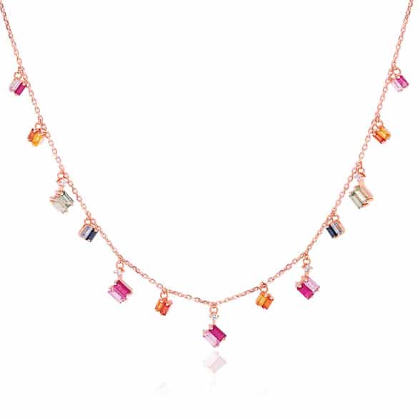 SuzanneKalan Fireworks 18K Rose Gold Rainbow Dangle Necklace BAP386 RG technical specifications