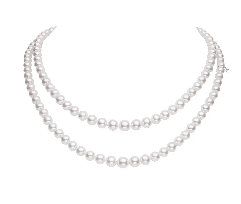 Akoya Cultured Pearl 18K White Gold Double Strand Necklace - Kennedy