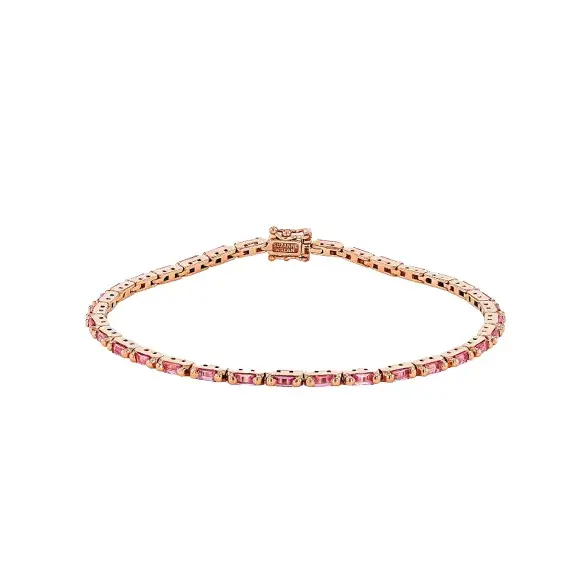 18K Rose Gold Linear Pink Sapphire Tennis Bracelet - Kennedy