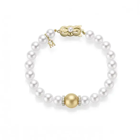 MIKIMOTO 6.5x6mm Akoya Cultured Pearl White Gold Clasp Strand Bracelet |  REEDS Jewelers